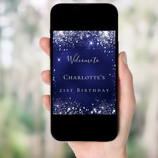 Birthday blue Silver Glitter welkom Perfect Poster