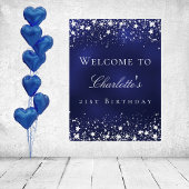 Birthday Blue Silver Poster