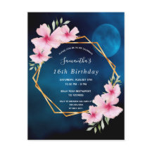 Birthday blue sky maan roze florals