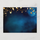 Birthday blue sky maan sterren roze floralen briefkaart (Achterkant)