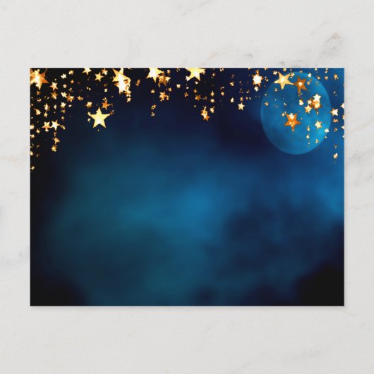 Birthday blue sky maan sterren roze floralen briefkaart (Achterkant)