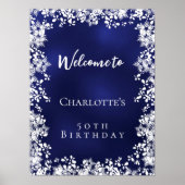 Birthday blue snowflakes welcome poster (Voorkant)