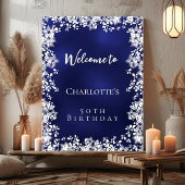 Birthday blue snowflakes welcome poster