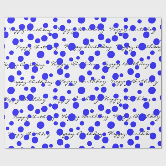 Birthday Blue Stippen op wit Cadeaupapier (Vlak)
