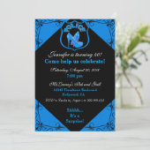 Birthday Blue Uitnodiging tot politieagent van de  (Staand voorkant)