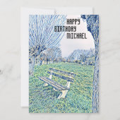 Birthday Blue Waterverf Garden Bench voor hem (Voorkant)