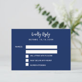 Birthday blue white confetti party RSVP (Staand voorkant)