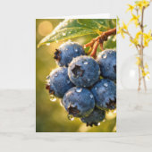 Birthday Blueberries with Raindrops Kaart (Gele Bloem)