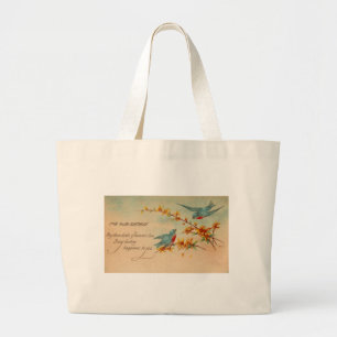 Birthday Bluebird Briefkaart Grote Tote Bag