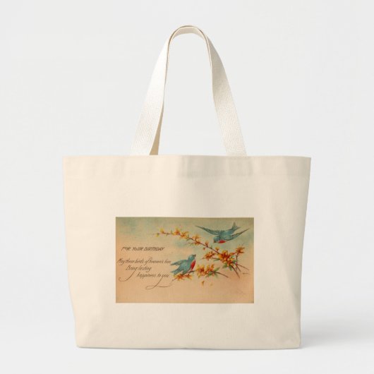 Birthday Bluebird  Briefkaart Grote Tote Bag (Voorkant)