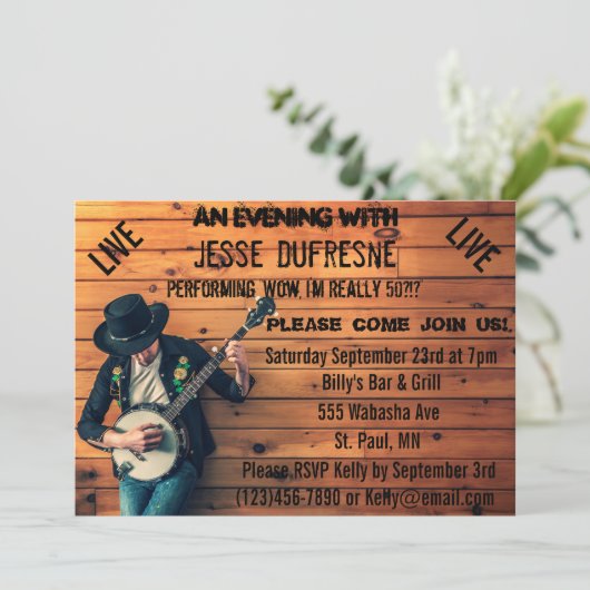 Birthday Blues Invitation Kaart (Staand voorkant)