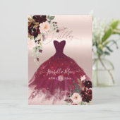 Birthday Blush Burgundy Waterverf Flowers Kaart (Staand voorkant)