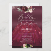 Birthday Blush Burgundy Waterverf Flowers Kaart (Achterkant)