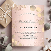 Birthday blush eucalyptus gold budget uitnodiging flyer