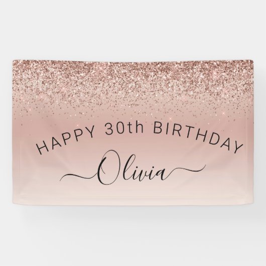Birthday Blush Pink Rose Gold Glitter Girly Spandoek (Horizontaal)