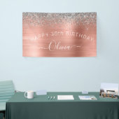 Birthday Blush Pink Rose Gold Silver Glitter Spandoek (Beurs)