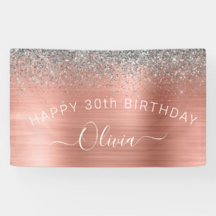 Birthday Blush Pink Rose Gold Silver Glitter Spandoek