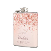 Birthday blush roos gold glitter monogram heupfles (Links)