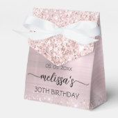 Birthday Blush Roos Gold Glitter Monogram Naam Bedankdoosjes (Voorkant Zijde)