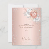 Birthday blush roos gold Silver Glitter floral Bedankkaart (Achterkant)