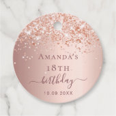Birthday blush roos goud glitter stof bedankt bedankjes labels (Voorkant)