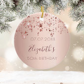 Birthday blush roos gouden glanzende sterren glitt keramisch ornament