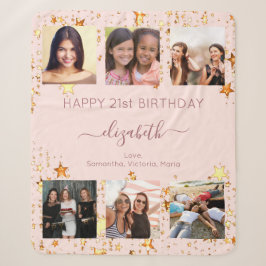 Birthday blush roos gouden vrienden foto foto's sherpa deken
