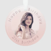 Birthday blush roos goudfoto ornament (achterkant)