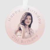 Birthday blush roos goudfoto ornament (voorkant)