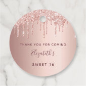 Birthday blush roos goudglitter drip bedankt bedankjes labels (Achterkant)