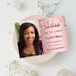 Birthday blush roze foto slaat de datum op aankondigingskaart<br><div class="desc">Voeg een verticale groottefoto toe. Een wazige roze gradiëntachtergrondkleur,  met sterren versierd. Pas een naam en de details aan en voeg deze toe.</div>