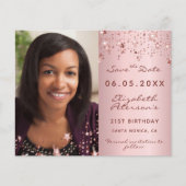 Birthday blush roze fotobudget Save the Date Flyer (Voorkant)