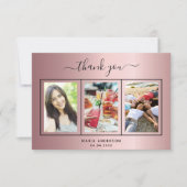 Birthday blush roze fotoscript modern bedankkaart (Voorkant)