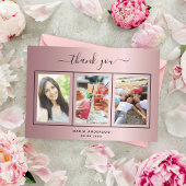 Birthday blush roze fotoscript modern bedankkaart