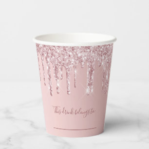 Birthday blush roze glitter Deze drink behoort tot Papieren Bekers