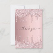 Birthday blush roze glitter druist elegant script  bedankkaart (Voorkant)