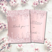 Birthday blush roze glitter druist elegant script  bedankkaart