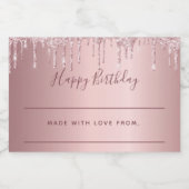 Birthday blush roze glitter pink sparkle homemade voedselcontainer etiket (Enkel label)