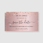 Birthday blush roze glitter save the date magnet (Voorkant)