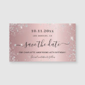 Birthday blush roze glitter save the date magnet (Voorkant)