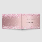 Birthday blush roze glitter stofmonogram gastenboek (Volledig)