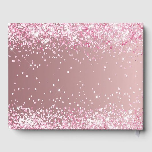Birthday blush roze glitter stofmonogram gastenboek (Achterkant)
