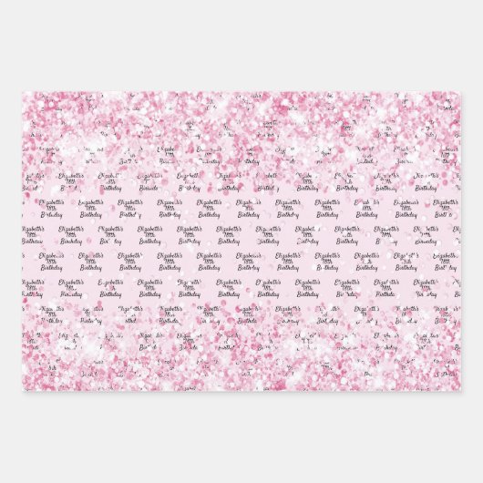 Birthday blush roze glitter substance name inpakpapier vel (Voorkant 2)