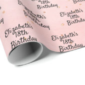 Birthday blush roze goudnaamscript cadeaupapier (Rol Hoek)