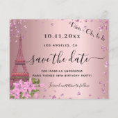 Birthday blush roze parijs budget behalve datum flyer (Voorkant)