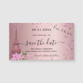Birthday blush roze paris save the date magnet (Voorkant)