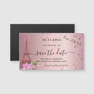 Birthday blush roze paris save the date magnet