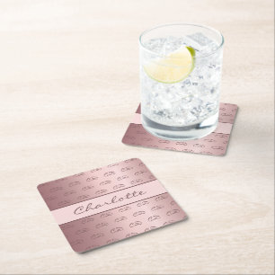 Birthday blush roze roze roze monogram initiaal na kartonnen onderzetters