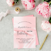 Birthday blush roze satin silk party kaart