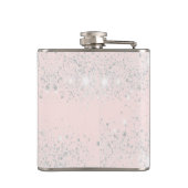 Birthday blush zilverglitter foto collage naam heupfles (Achterkant)